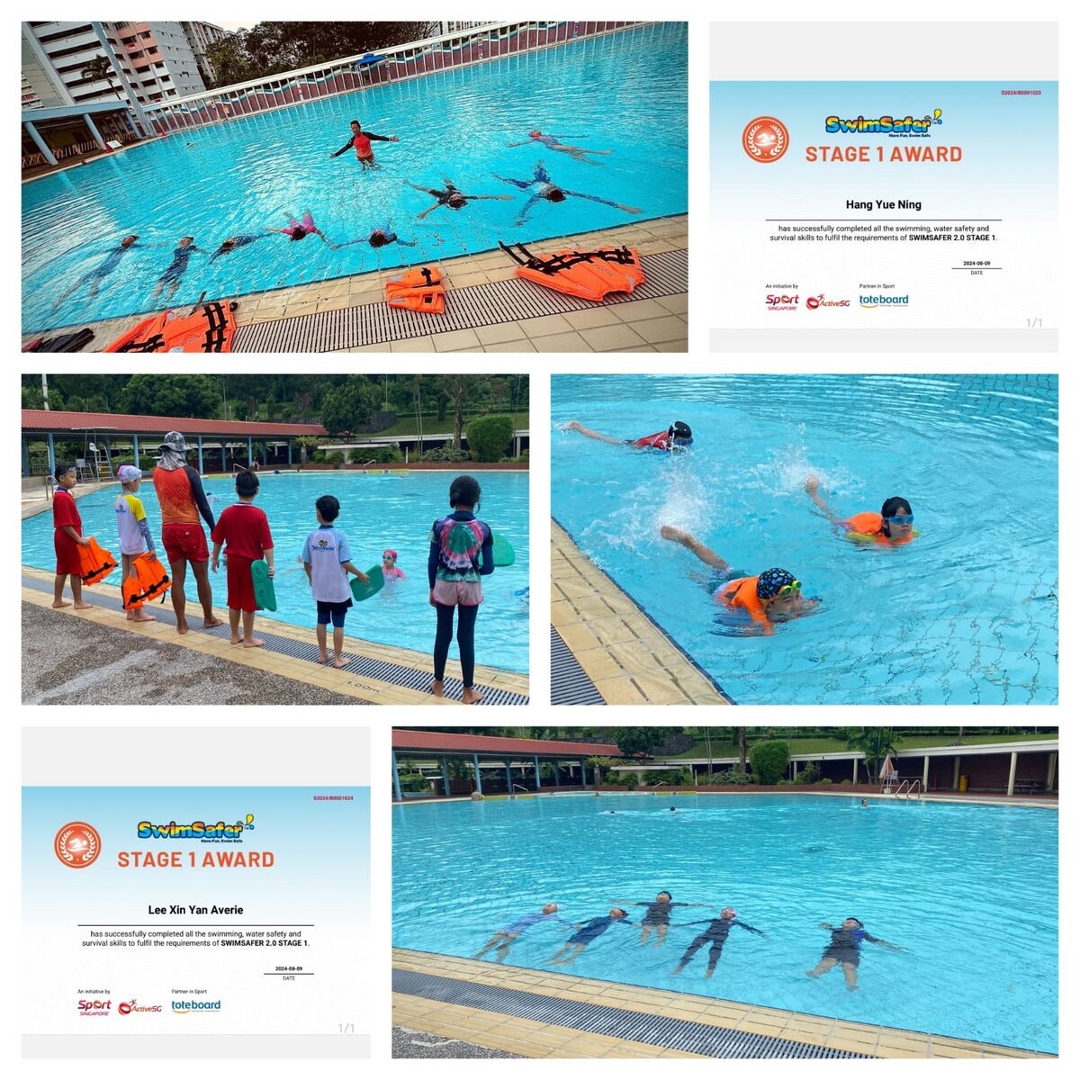 Water-safety training with lifejackets